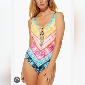 Bleu Rod Beattie Multicolor Tie-Dye One Piece Swimsuit